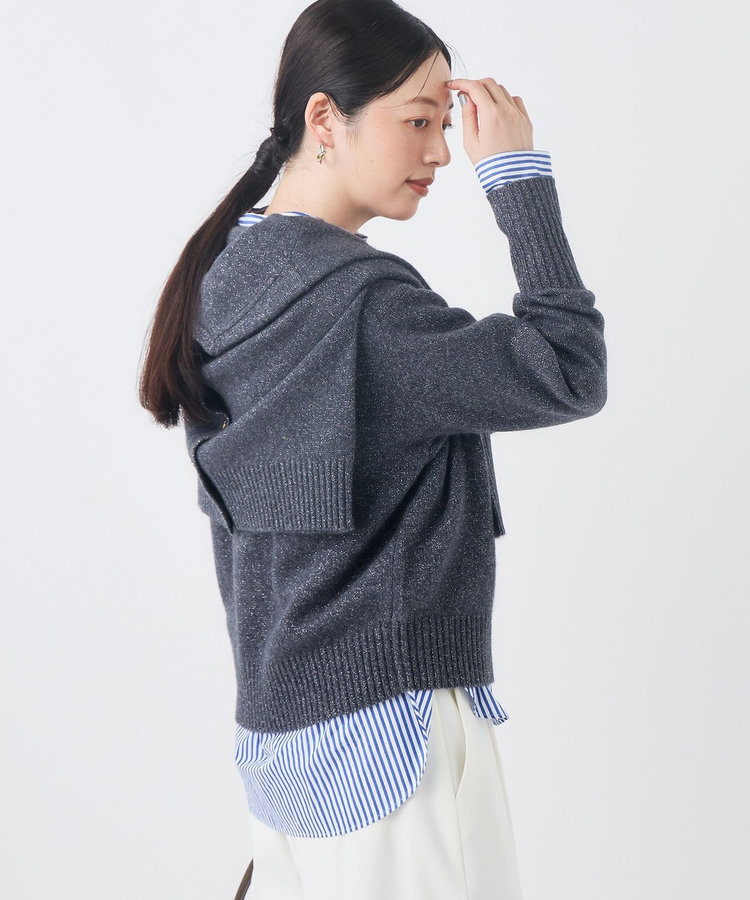 《手洗い可能》へアリーラメボートネックプルオーバー