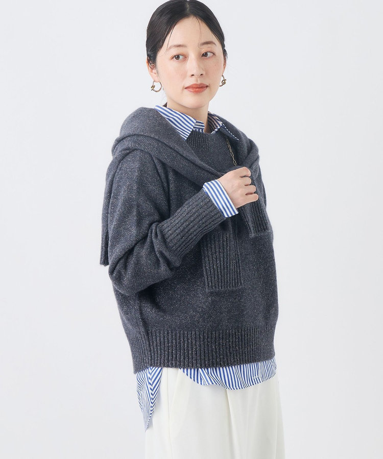 《手洗い可能》へアリーラメボートネックプルオーバー