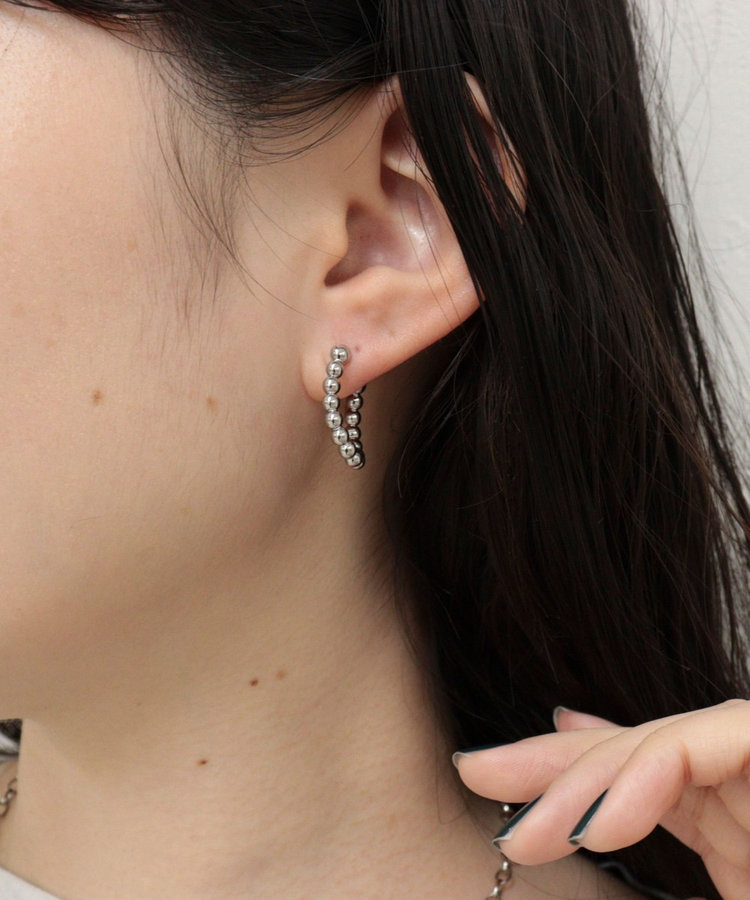 ボールフープ×クリアハートピアス