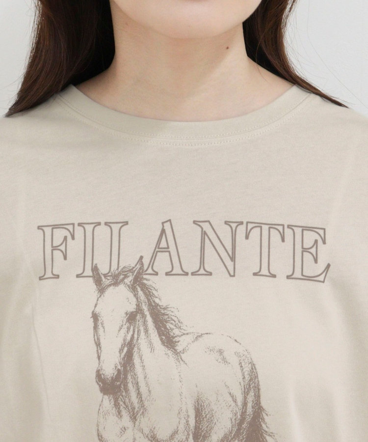ホースプリント裾ドロストTシャツ