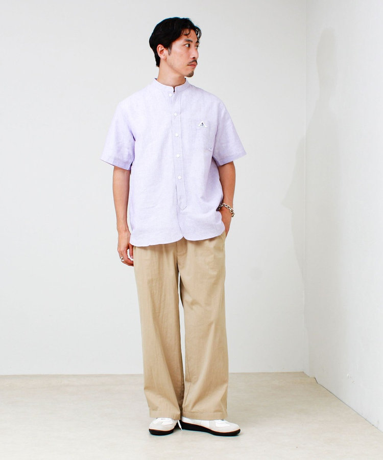 ［WEB限定 SPECIAL SALE！］【GEVACO/ゲバコ】綿麻バンドカラー 半袖シャツ