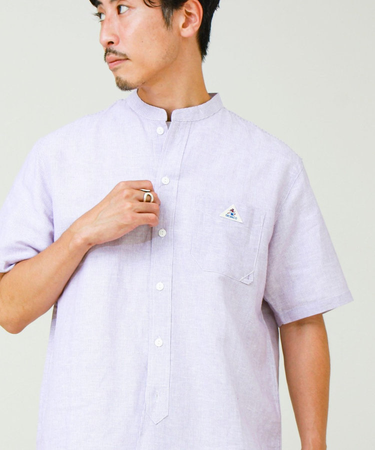 ［WEB限定 SPECIAL SALE！］【GEVACO/ゲバコ】綿麻バンドカラー 半袖シャツ