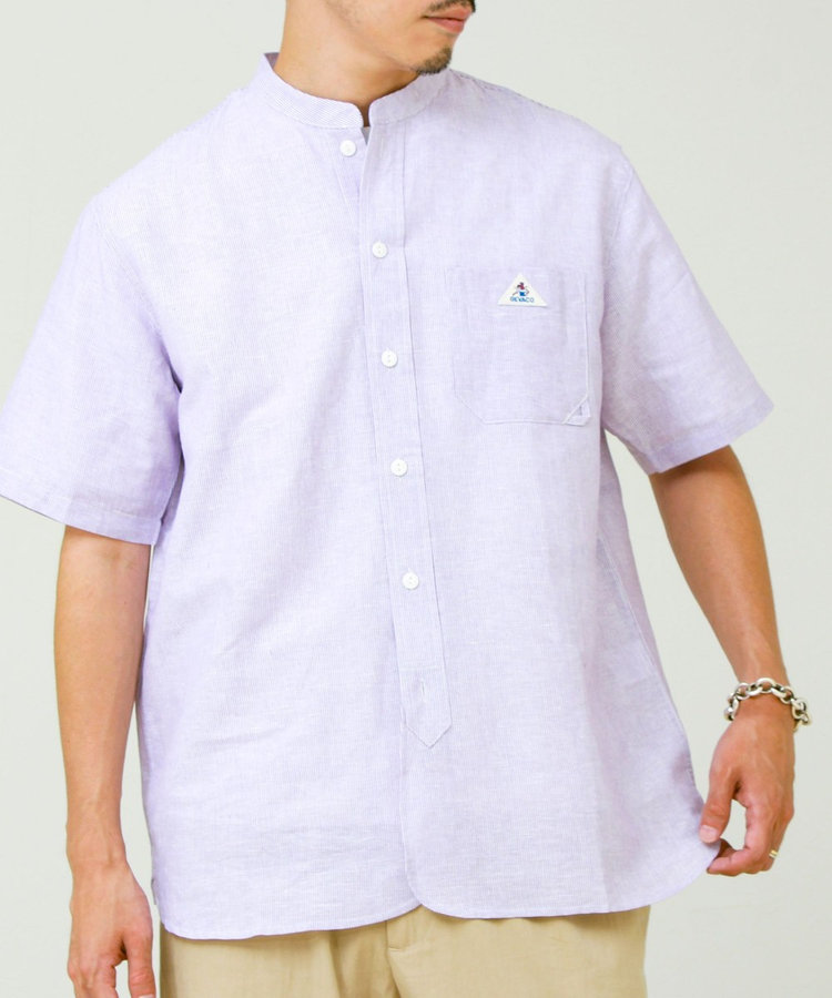［WEB限定 SPECIAL SALE！］【GEVACO/ゲバコ】綿麻バンドカラー 半袖シャツ