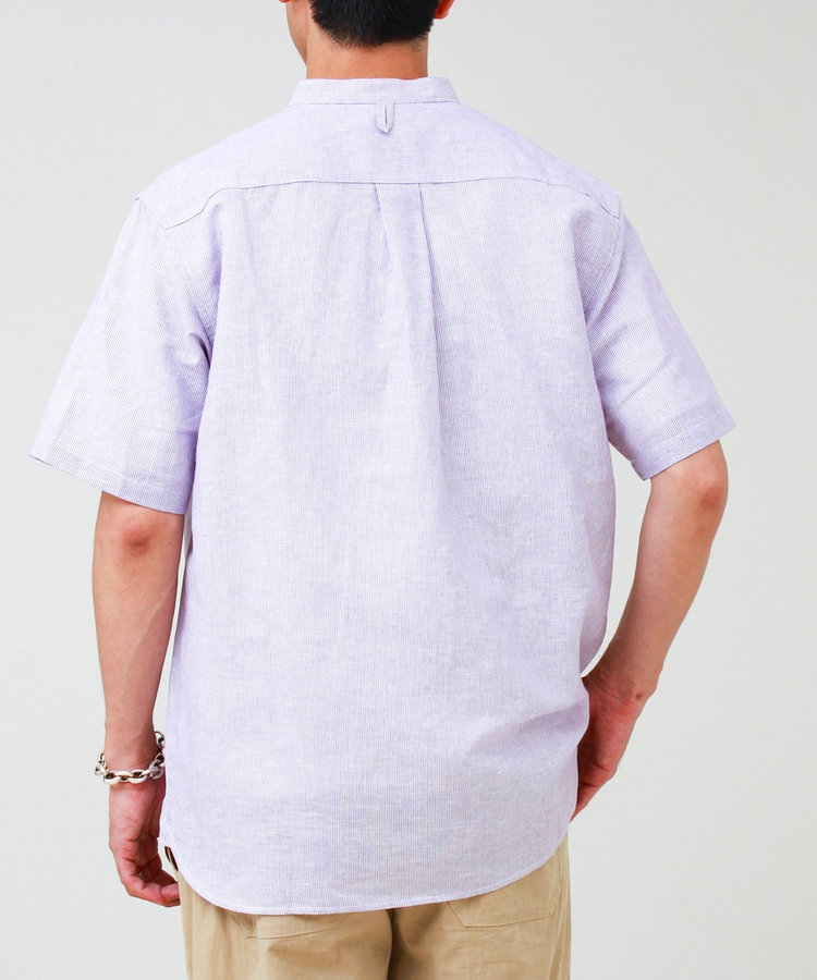 ［WEB限定 SPECIAL SALE！］【GEVACO/ゲバコ】綿麻バンドカラー 半袖シャツ