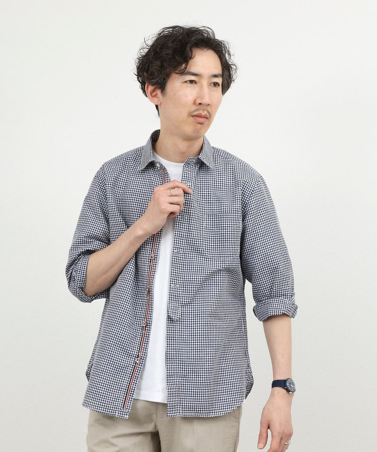 綿麻パラシュートボタン7分袖シャツ 26SS