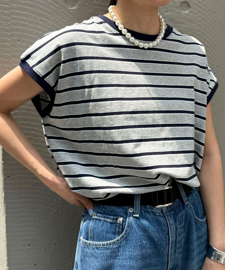 WEB限定 SPECIAL SALE！］【汗ジミ軽減】ボーダー裾タックフレンチプル