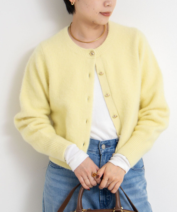 ヘアリーメタル釦クルーネックカーディガン（5-0030-6-02-002