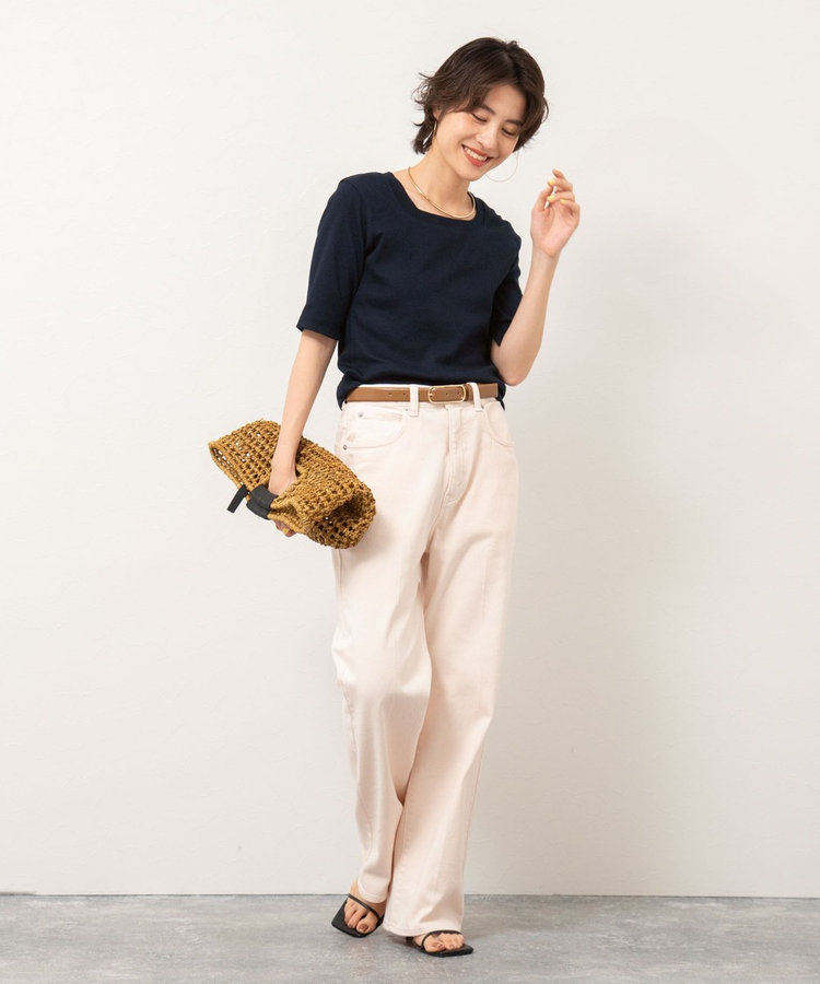 【RM denim】センタープレスハイウエストデニム