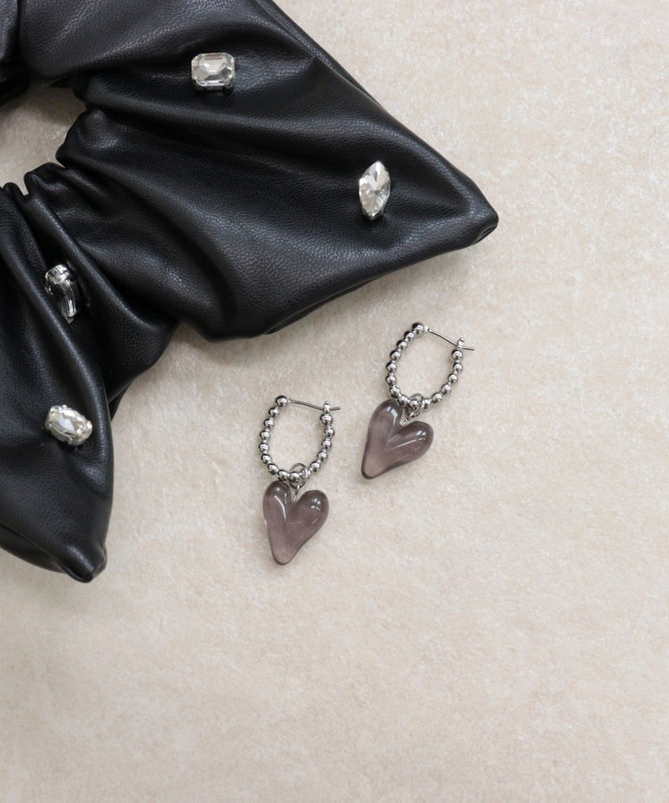 ボールフープ×クリアハートピアス