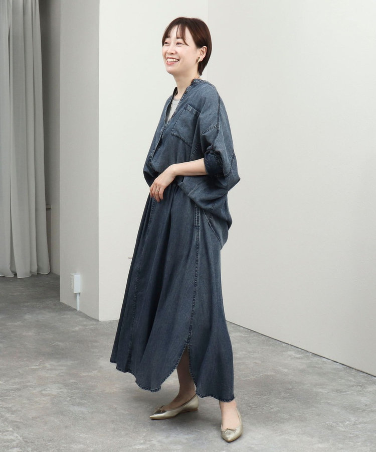 《セットアップ対応》パウダーシルクデニムドルマンシャツ