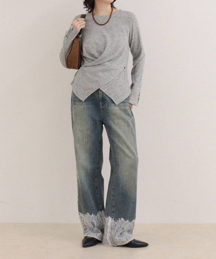 リブニットソーカシュクールプルオーバー