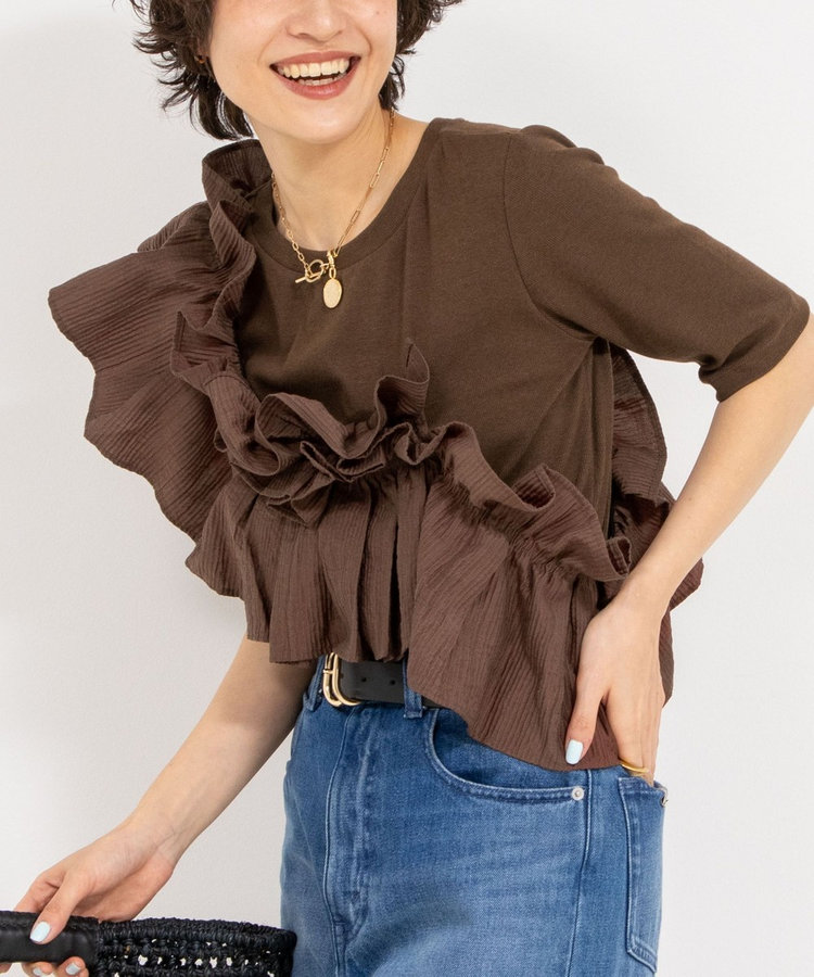 Nolley's☆RieMiller☆フリル付き3wayストレッチリブカットソー WEB限定 TIME SALE！］【追加】フリル付き3WAYストレッチリブ