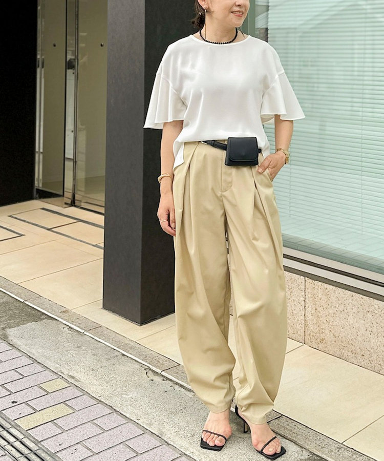 ウォッシャブルタックバレルチノパンツ