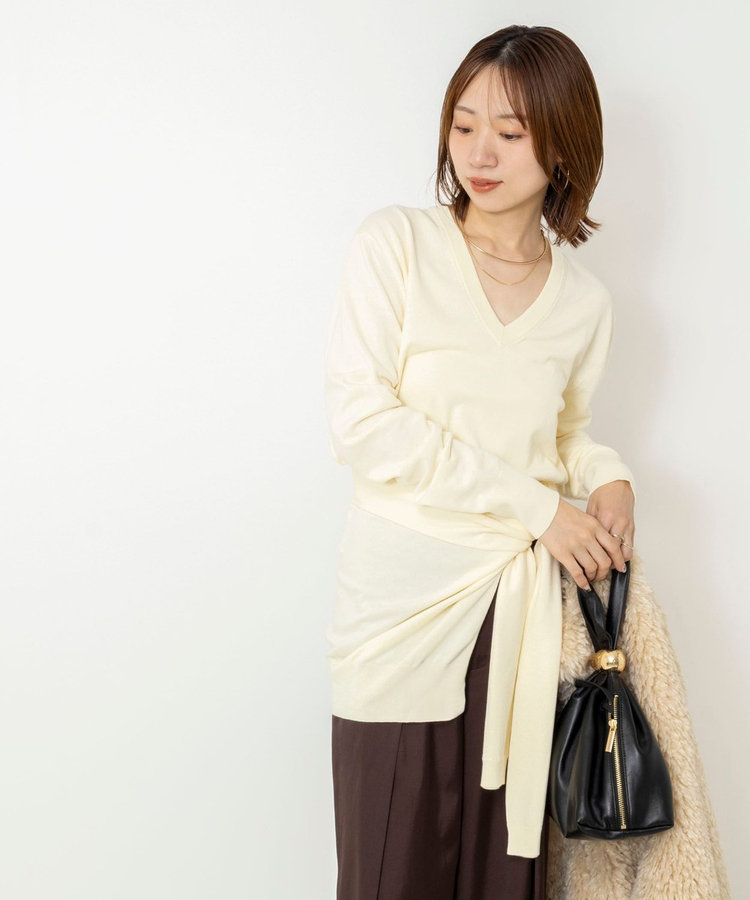 【 SHOP PRESS二見別注カラー】レイヤードピース付きVネックプルオーバー