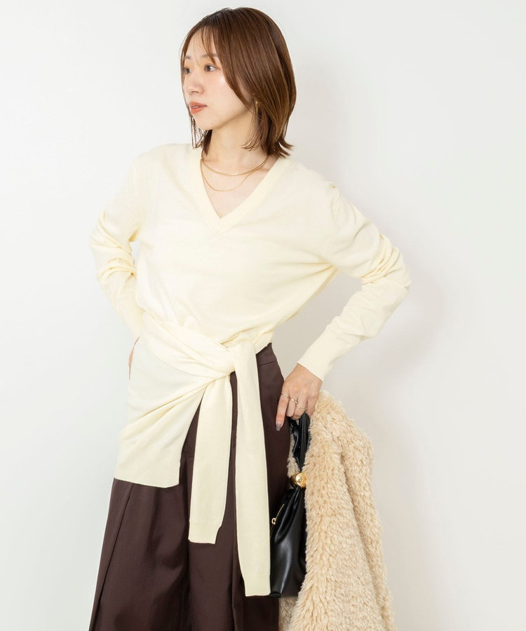 【 SHOP PRESS二見別注カラー】レイヤードピース付きVネックプルオーバー