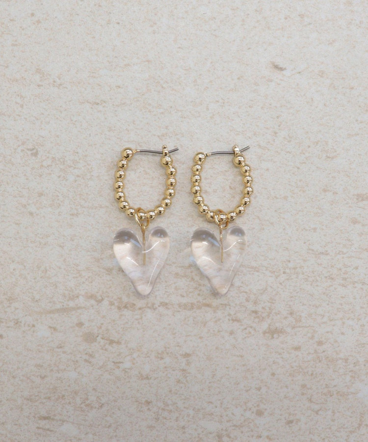 ボールフープ×クリアハートピアス