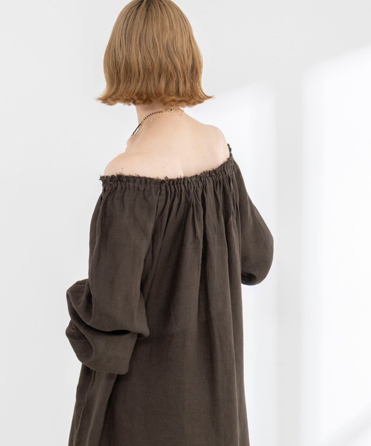 【WALANCE/ワランス】natural dye linen balloon sleeve dress
