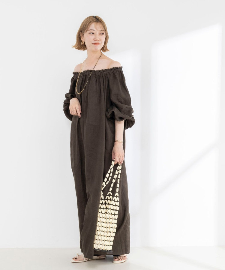 【WALANCE/ワランス】natural dye linen balloon sleeve dress