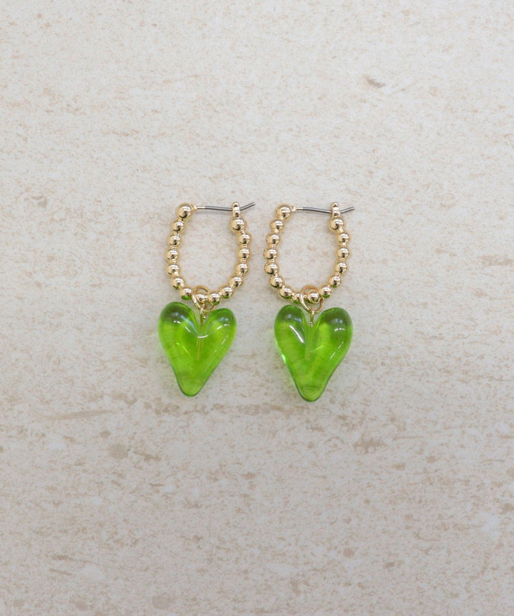 ボールフープ×クリアハートピアス
