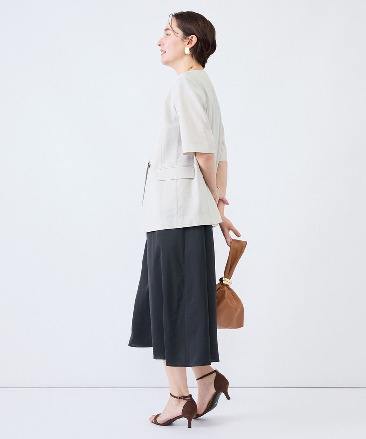 《UVカット》ウォッシャブルVネックギャザーワンピース