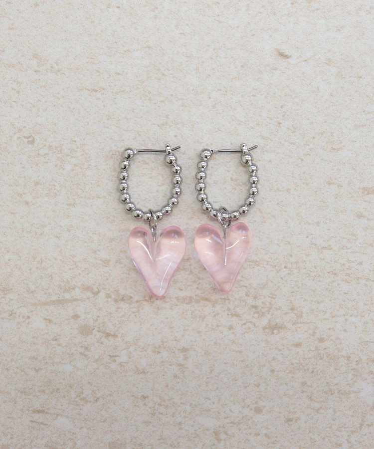 ボールフープ×クリアハートピアス
