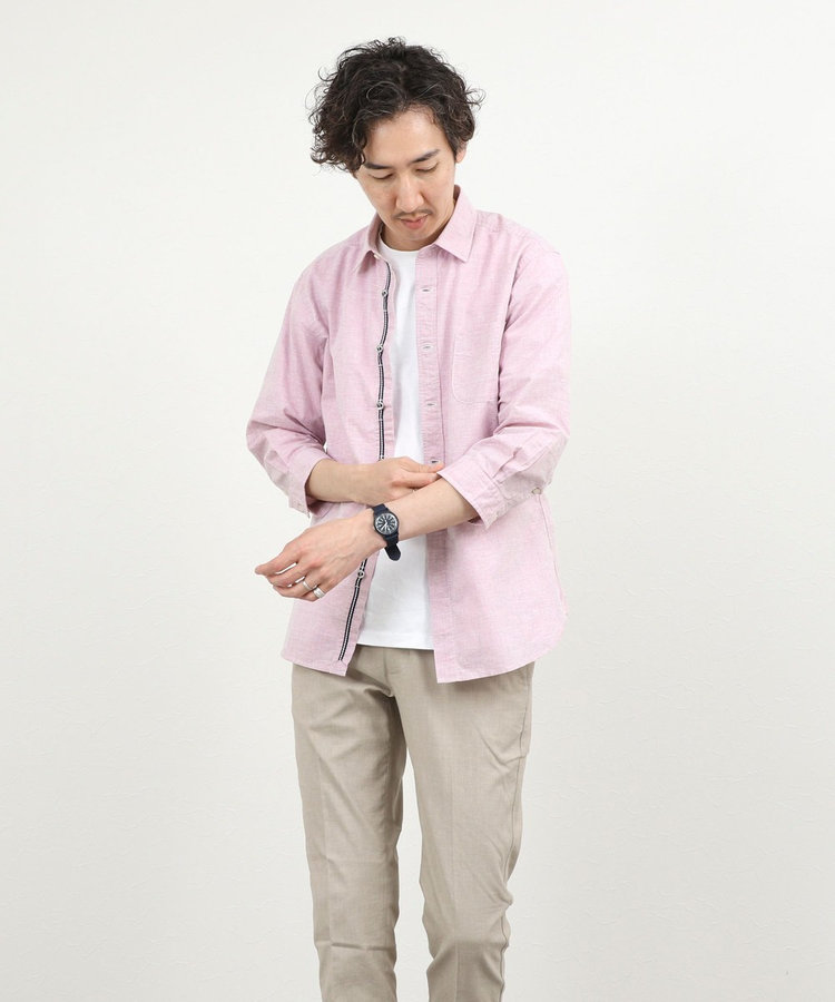 綿麻パラシュートボタン7分袖シャツ 26SS