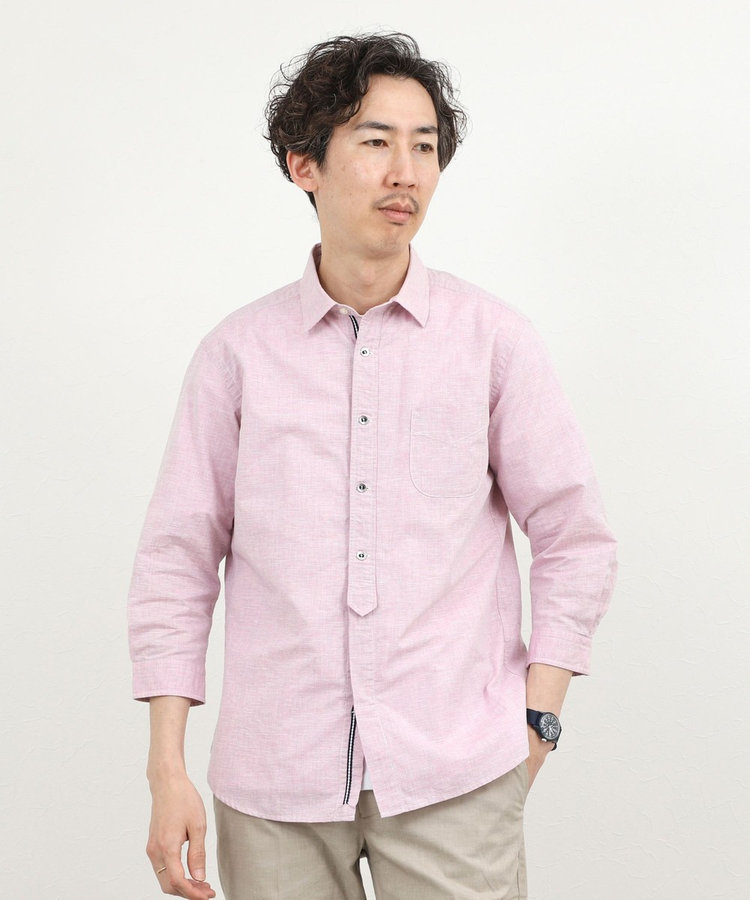 綿麻パラシュートボタン7分袖シャツ 26SS