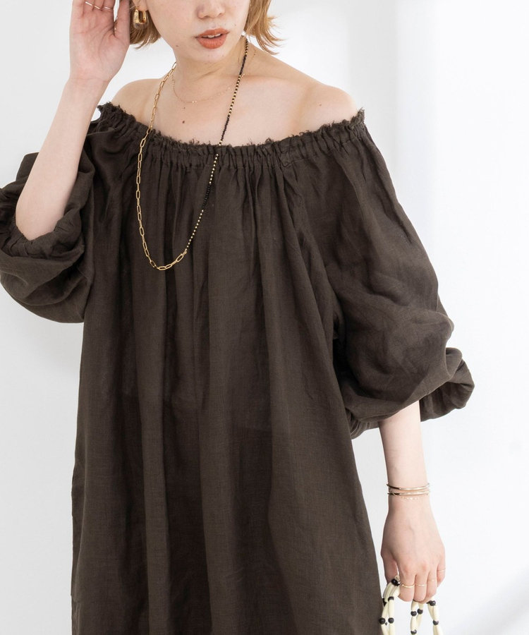 【WALANCE/ワランス】natural dye linen balloon sleeve dress