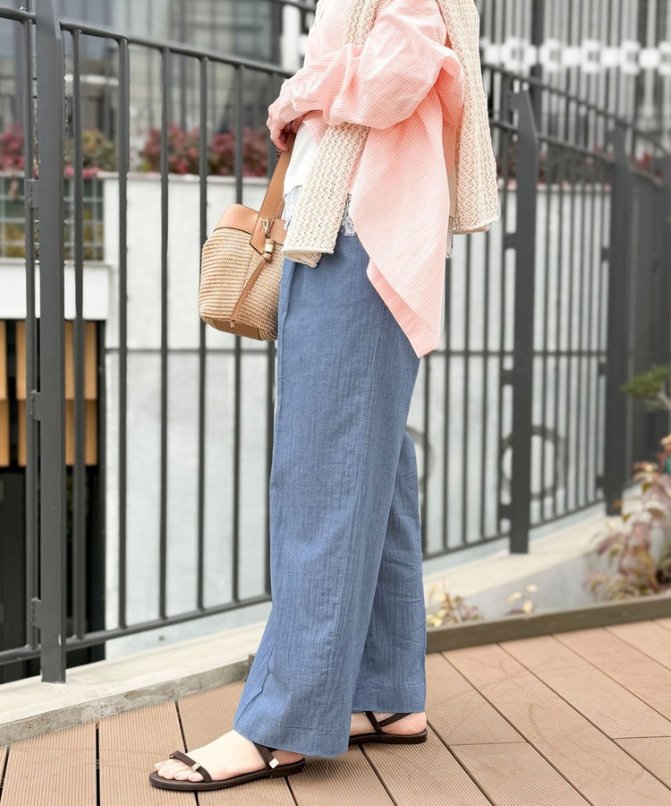 《セットアップ対応》シアーデニムワイドパンツ