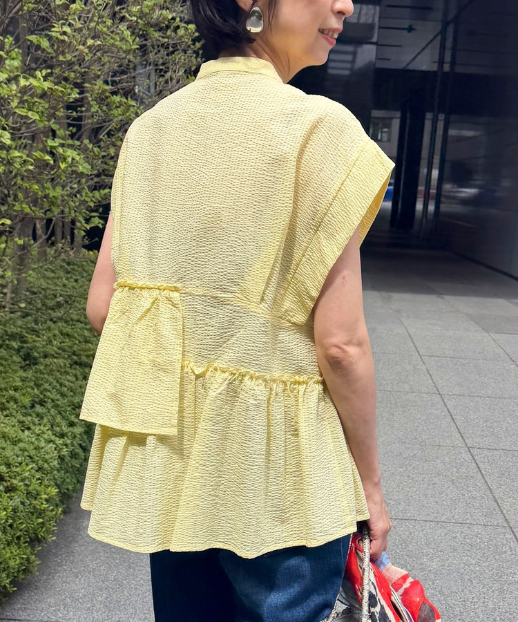 ワンダーウェーブクロスアシメペプラムブラウス