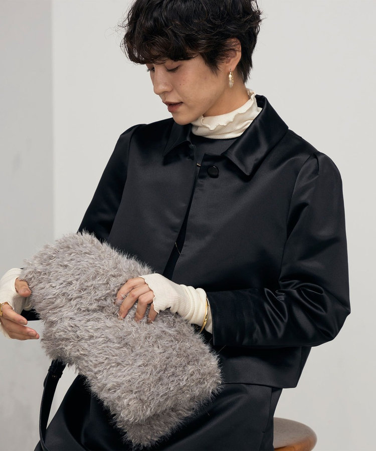セットアップ対応》ウォッシャブルサテン衿付きジャケット（4