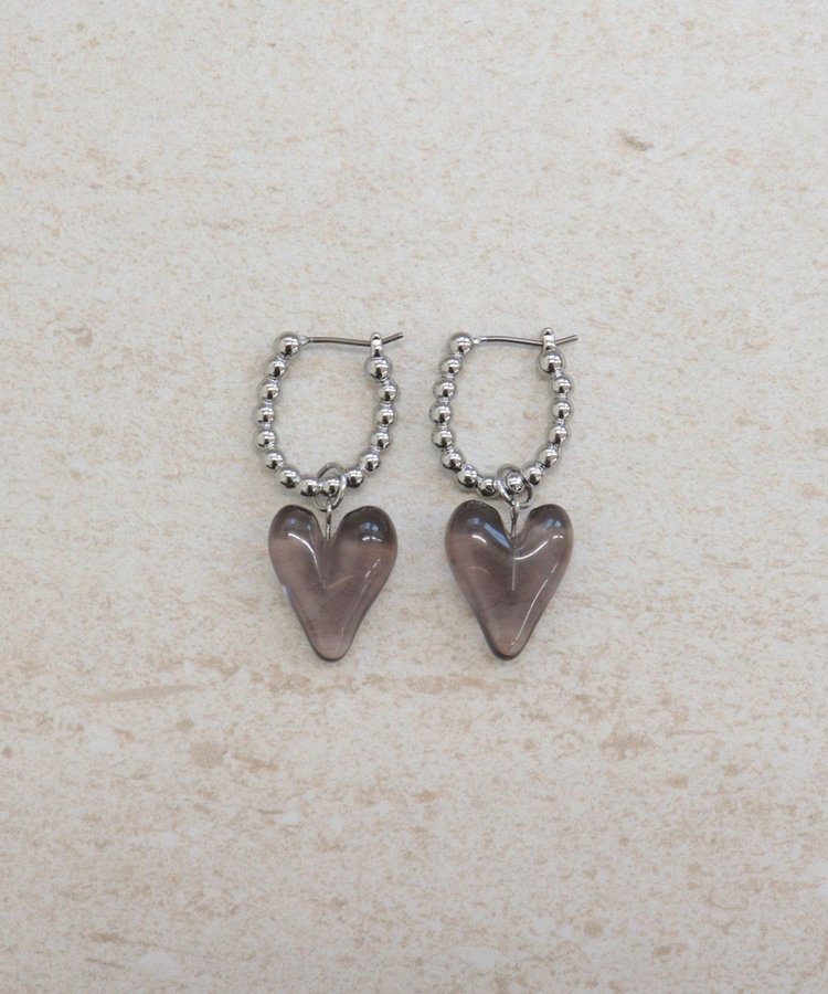 ボールフープ×クリアハートピアス