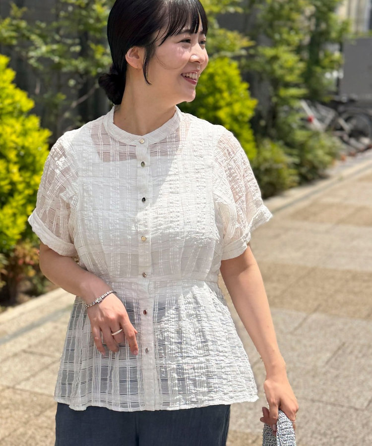 ラメシアーチェックブラウス