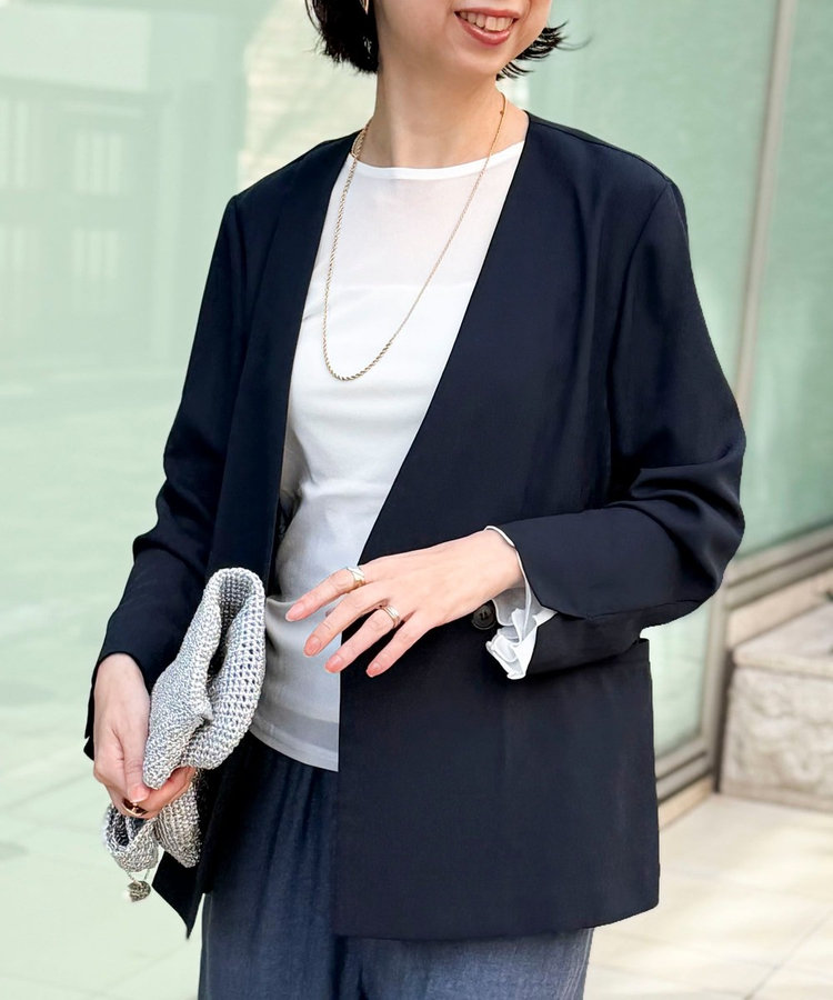 《セットアップ対応》【UVカット・接触冷感】ライトツイルノーカラージャケット