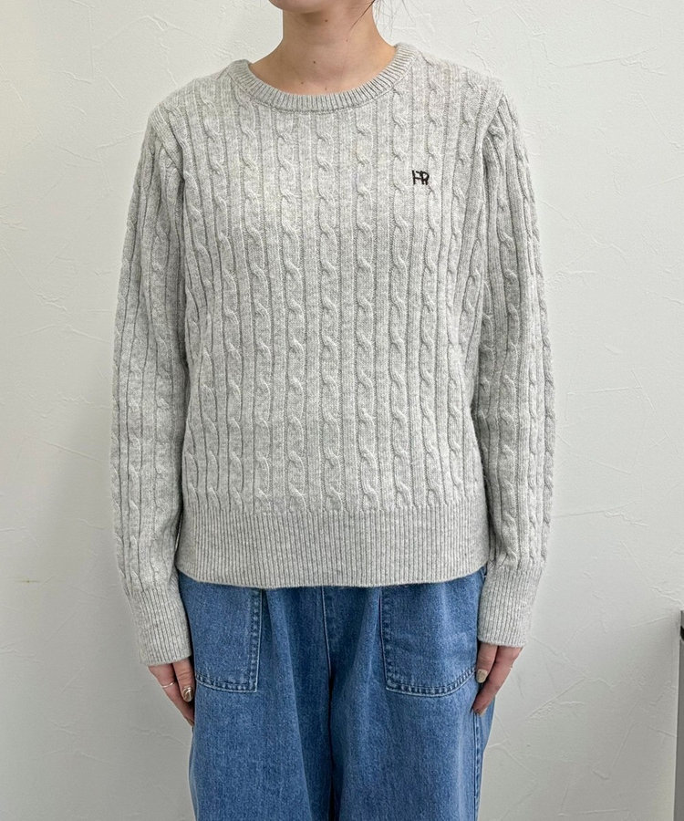 WEB限定 GW SPECIAL PRICE】ウール混FR刺繍ケーブル柄ニットプル