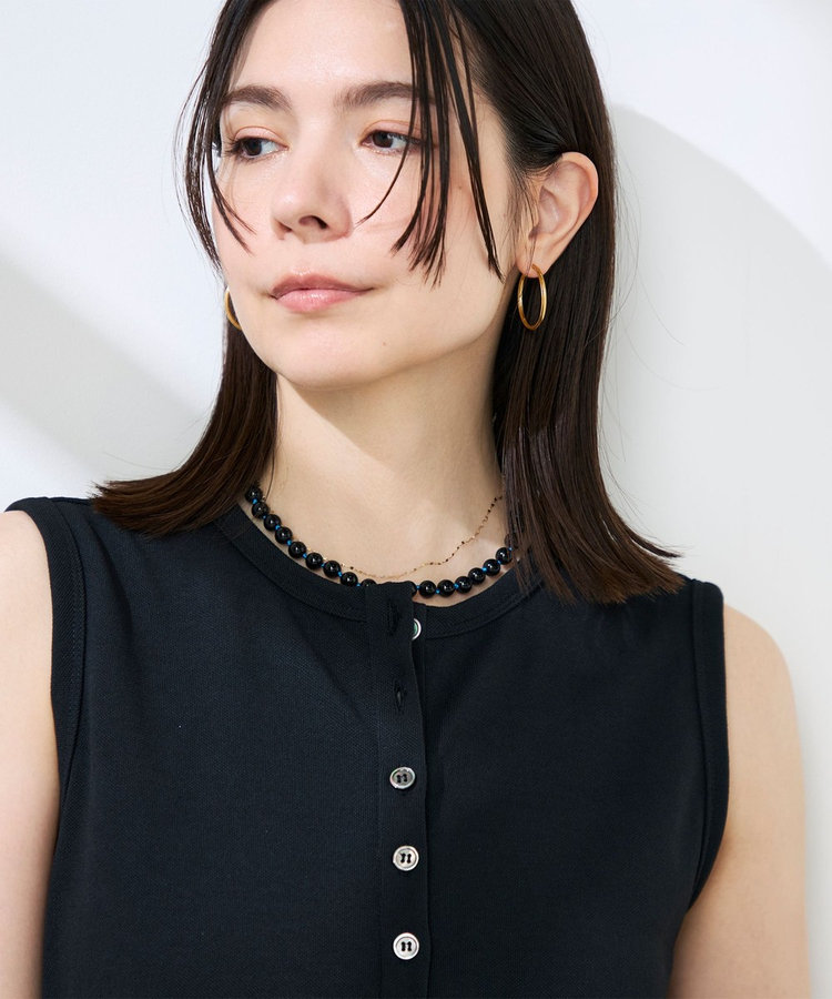 《アンサンブル対応》ウォッシャブルイージーケアカノコノースリーブヘンリーネックワンピース