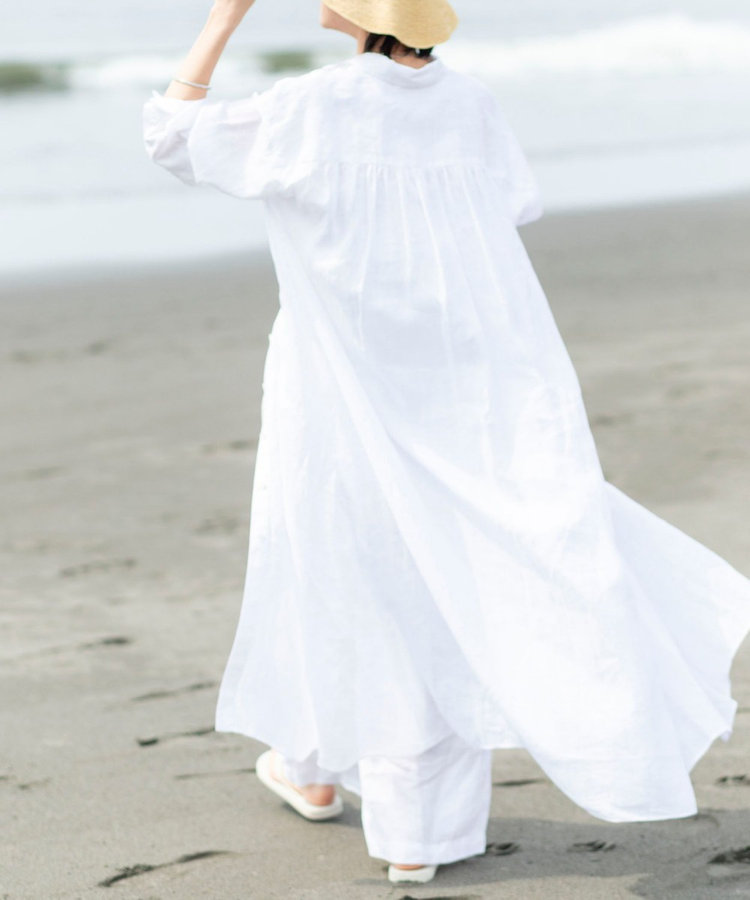 ジョンスメドレーJOHNSMEDLEYリネンシャツドレス白A2721麻ワンピース ジョンスメドレー JOHN SMEDLEY JOHN SMEDLEY ワンピース JOSIA
