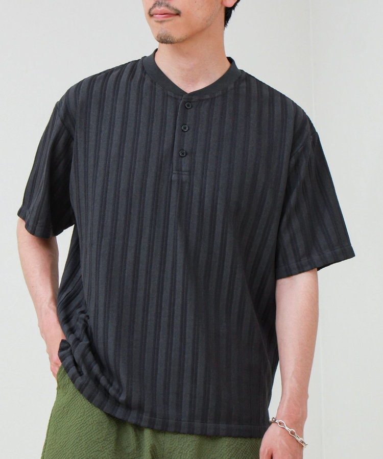 シアージャガード ヘンリーネックTシャツ