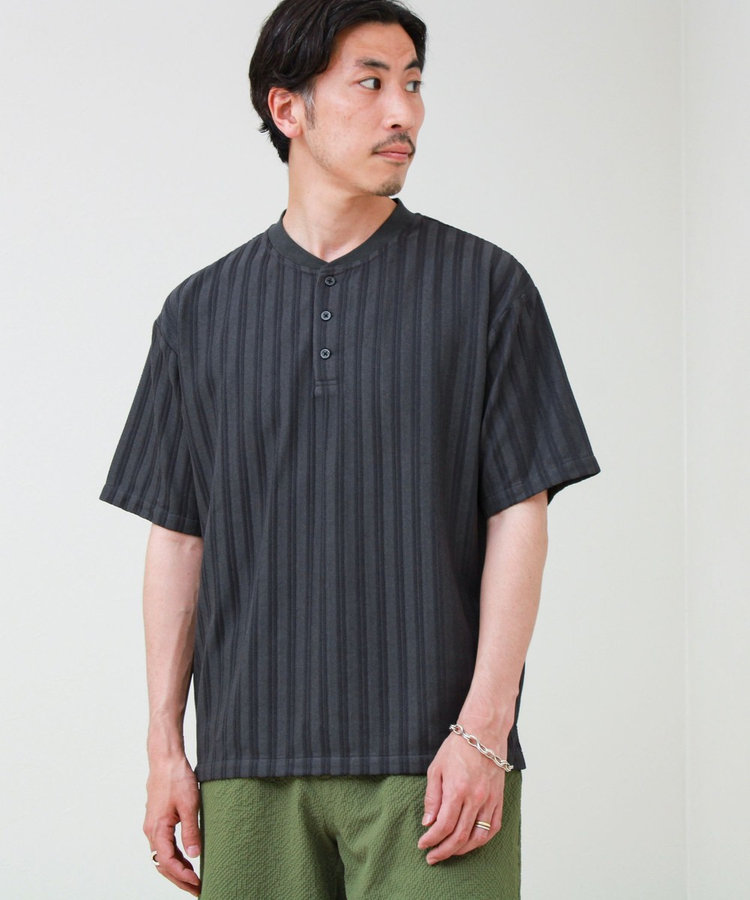 シアージャガード ヘンリーネックTシャツ