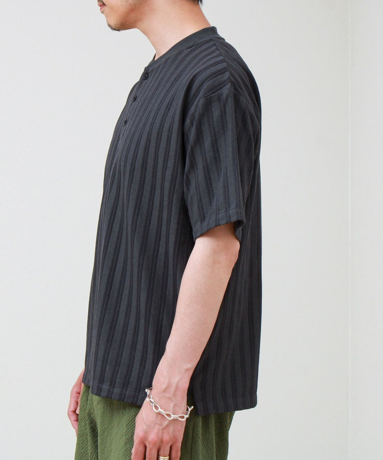 シアージャガード ヘンリーネックTシャツ