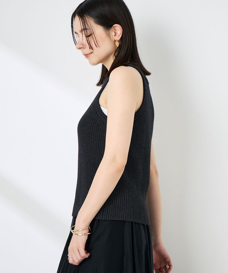 《手洗い可能》ペーパー混片畦アメスリタンクトップ