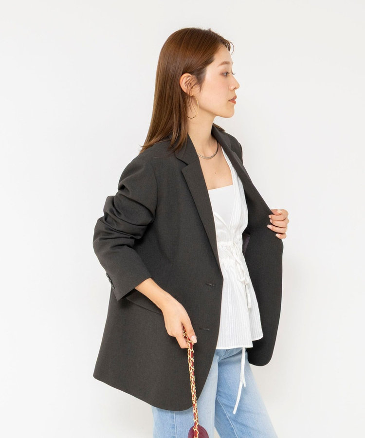 【PR阿部☆別注】《抗ピリング/ストレッチ》ウォッシャブルダブルクロスオーバージャケット