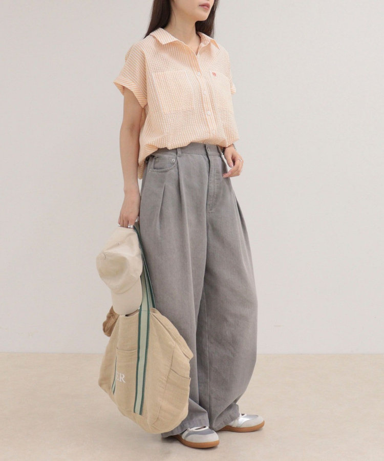 FR刺しゅうフレンチストライプシャツ