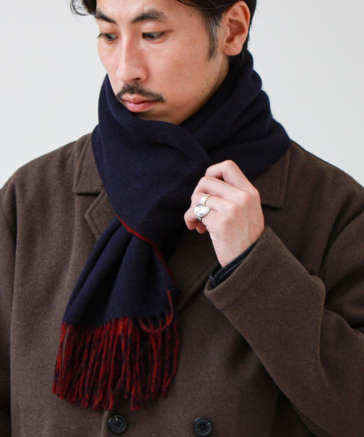 【カシミヤ混】リバーシブル仕様 無地マフラー