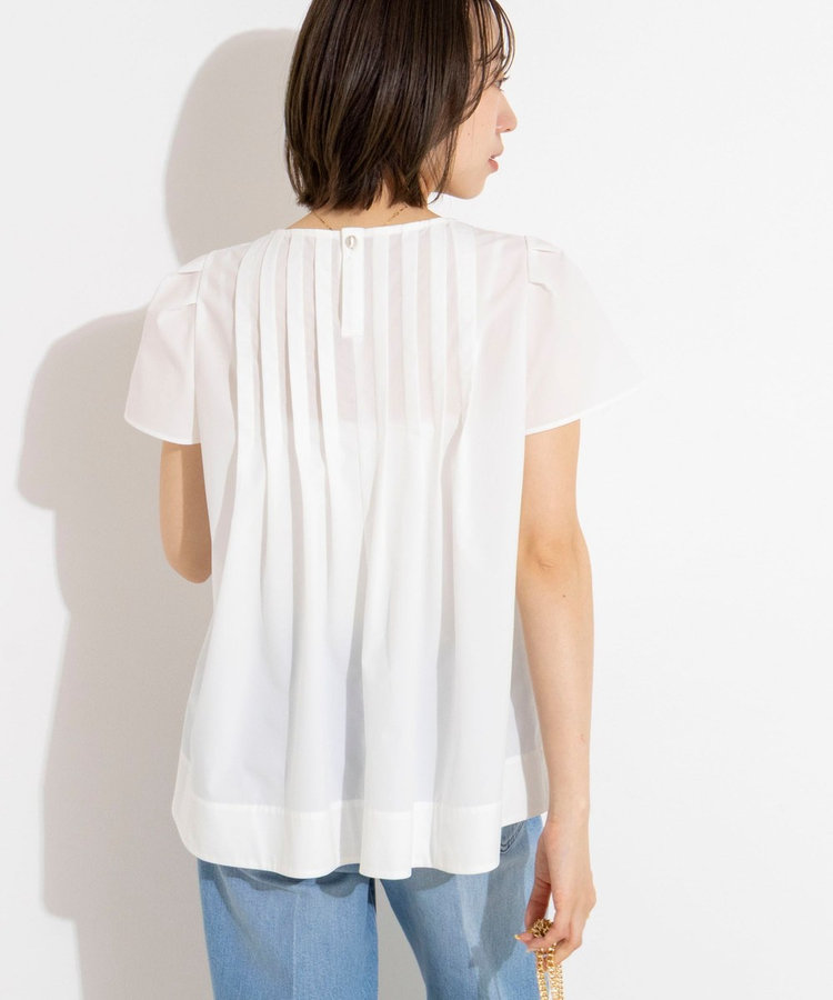 《撥水/セットアップ対応》ウォッシャブルアクティブストレッチタックブラウス