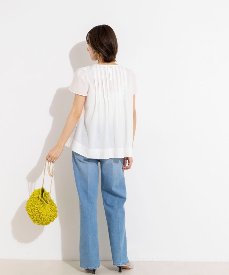 《撥水/セットアップ対応》ウォッシャブルアクティブストレッチタックブラウス