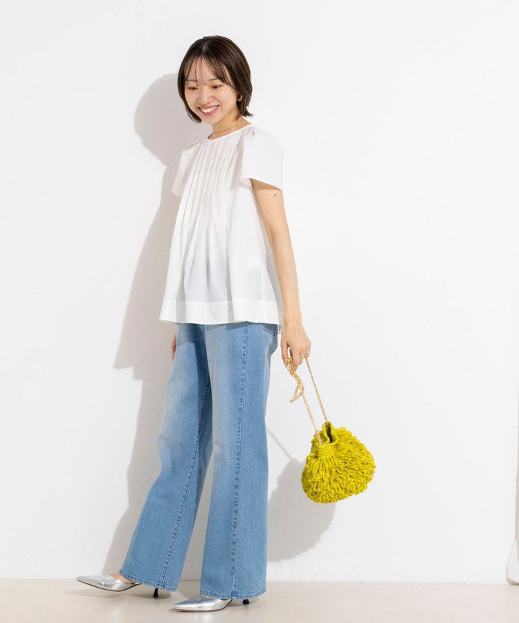 《撥水/セットアップ対応》ウォッシャブルアクティブストレッチタックブラウス