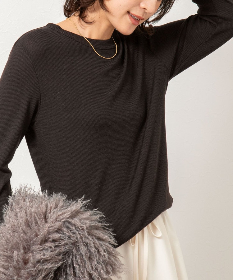 MY STANDARD ウォッシャブルリブクルーネックロンT（5-0036-5-03-008