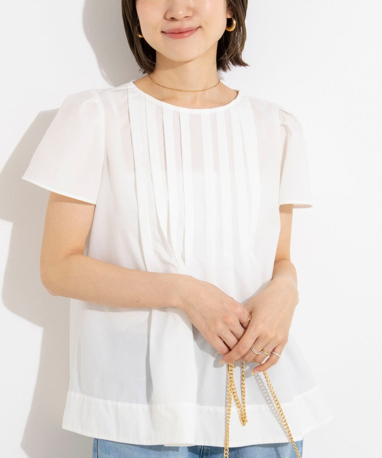 《撥水/セットアップ対応》ウォッシャブルアクティブストレッチタックブラウス