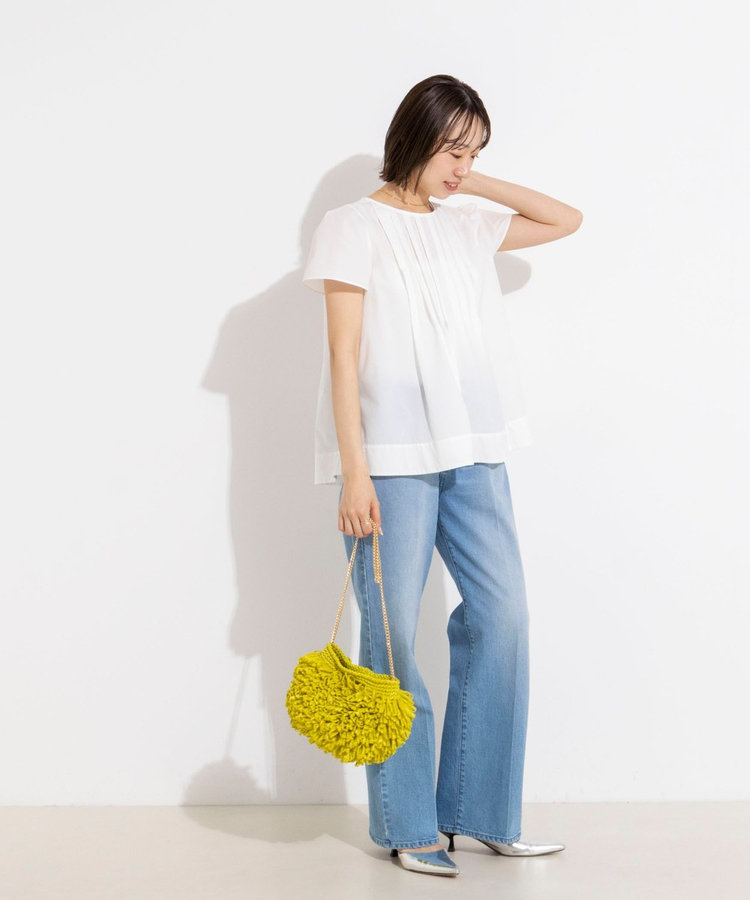 《撥水/セットアップ対応》ウォッシャブルアクティブストレッチタックブラウス